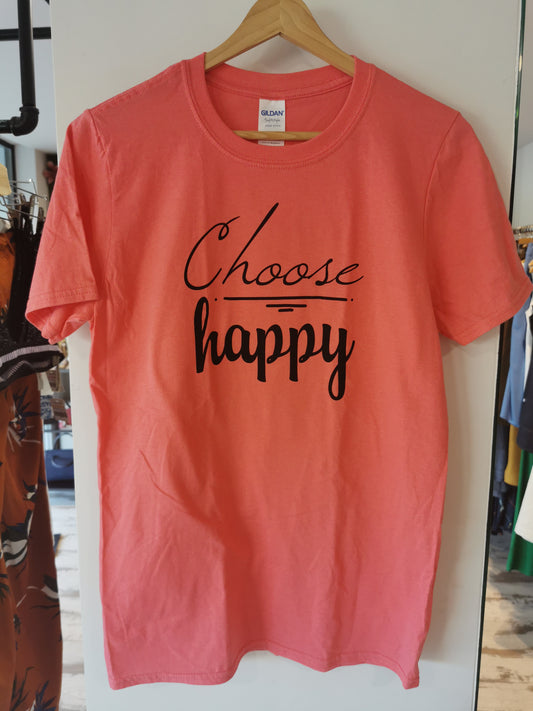 Handprinted tee Choose Happy